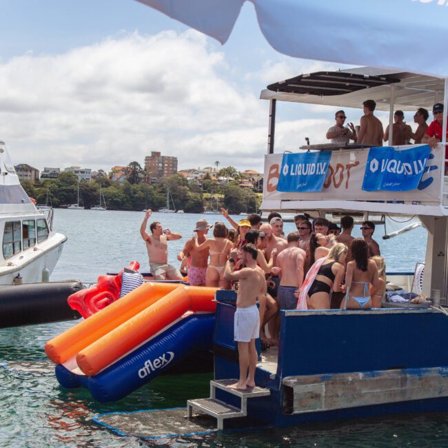 A group of people on a boat.
