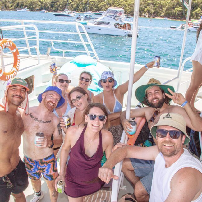 A group of people on a boat.